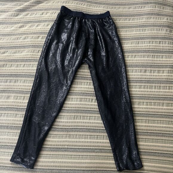 Finders Keepers Women’s Take A Walk Pant Ankle Zip Navy Blue Sequined Small - Picture 4 of 13